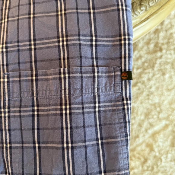 Timberland Men's Large Blue Plaid Check Long Sleeve Shirt Regular Fit Casual - Picture 7 of 10